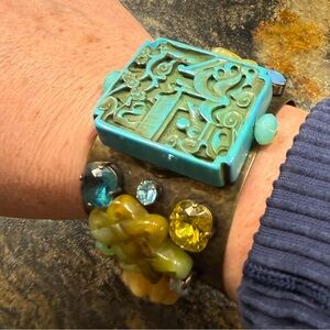 Artisan vintage Turquoise and Multicolor Wristband